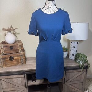 3.1 Phillip Lim Studded Sleeve Teal Wool/Silk Mini Dress Sz 0 Classic Preppy